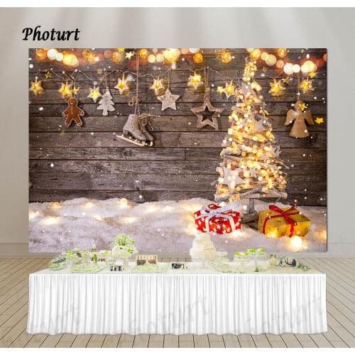 PHOTURT Christmas Decoration Backdrop New Year Festival Photography Background Gift Tree Polyester Vinyl Decorate Photo Props