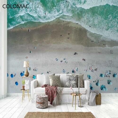 Colomac Custom 3d Simple Modern Beach Background Wallpaper Bedroom Bedside Background Mural Wall Decorative Vinyl Drop Shopping
