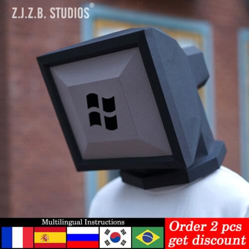 Pre-cut Computer Mask Headgear Paper Model,3D Ornaments Papercraft,Party Cosplay Prop,Handmade DIY Adult Craft Toy RTY124