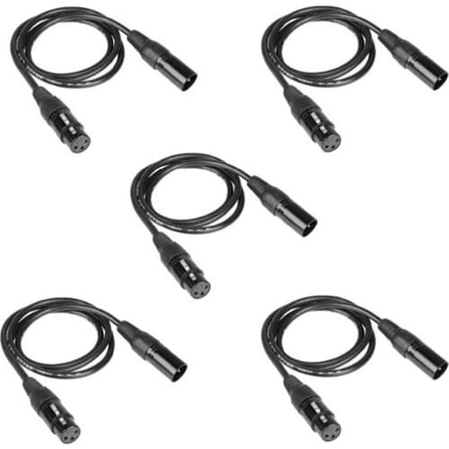 5PCS 6.5ft /2m long xlr dmx 512 Cable dmx 3Pin True Dmx Cable male to female for dmx stage moving led laser lights