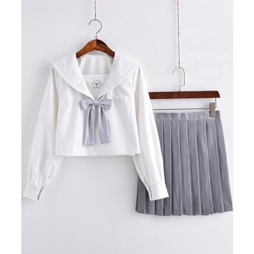 2021 College Sailor Costume School Uniform New Fashion Japanese Style JK Uniforms White Shirt Bowknot Pleated Skirt Sailor Suits