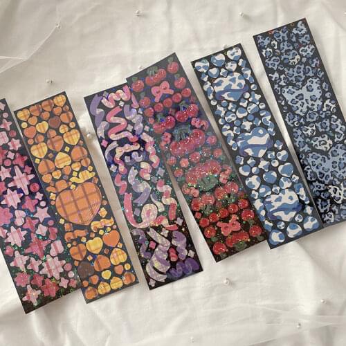 2PCS Ins Laser Ribbon Butterfly Cherry Sticker Hand Account DIY Album Decoration Scrapbooking Stickers Kawaii Korean Stationery