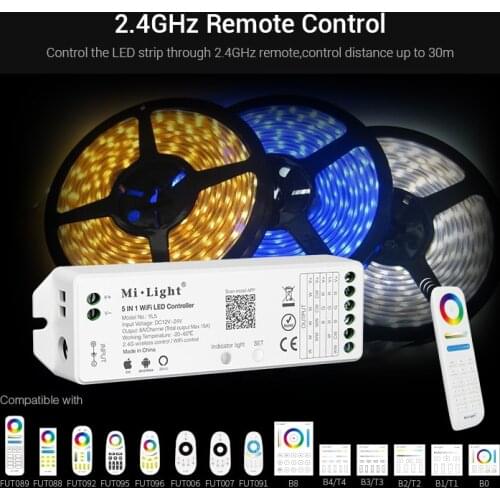 Milight YL5 5 in 1 LED WIFI Controller Amazon Alexa Voice phone App Remote For RGB RGBW RGB CCT Single color led strip light