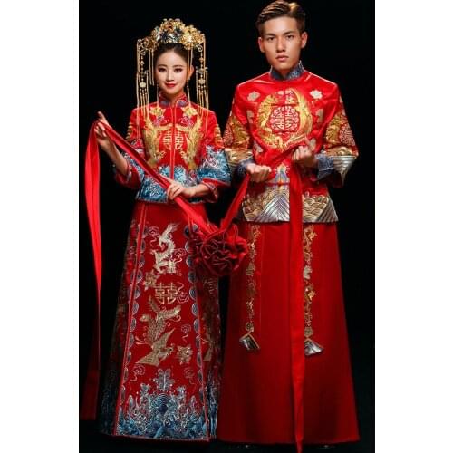 Plus Size 4XL 5XL 6XL Nice Style Chinese Traditional Dress Red Wedding Dress Long Evening Dress Embroidery Cheongsam Clothing