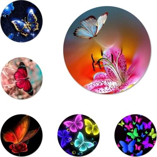 Red butterfly on white roses flower Badge Brooch Pin Accessories For Clothes Backpack Decoration gift