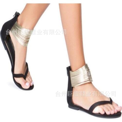 Summer Womens Sandals Flat PU Compound Fish mouth Ankle strap Ankle strap Peep-toe Fashion Casual Walking sandalias Woman shoes