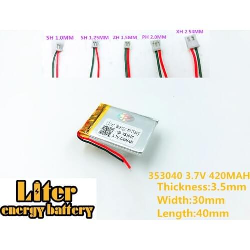 3.7V 420mAh 353040 Lithium Polymer LiPo Rechargeable Battery For 353040 plug Mp3 Mp4 Mp5 DIY Lithium polymer battery