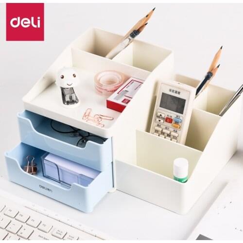 DELI File Tray Multifunction Storage Box Pen Holder Desktop Document Trays Desk Accessories Organizer Office School Supplies