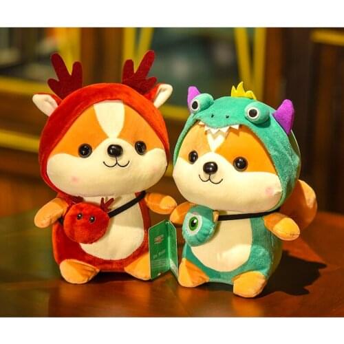 1pc 25cm 35cm cartoon dinosaurs elk bee hat squirrel plush doll sleep pillow stuffed toy children home decoration birthday gift