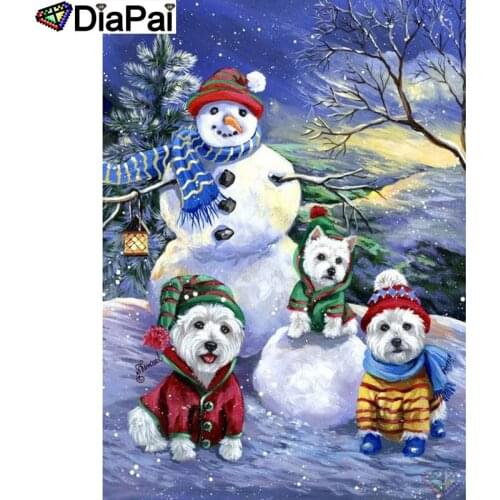 DIAPAI 5D Diamond Embroidery Needlework Kit "Cartoon snowman dog" Diy Diamond Painting Cross Stitch Home Decoration Gift A26765