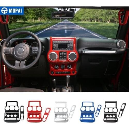 MOPAI Car Central Control Air Conditioning Switch Gear Panel Decoration Cover Sticker for Jeep Wrangler JK 2007+ Car Accessories