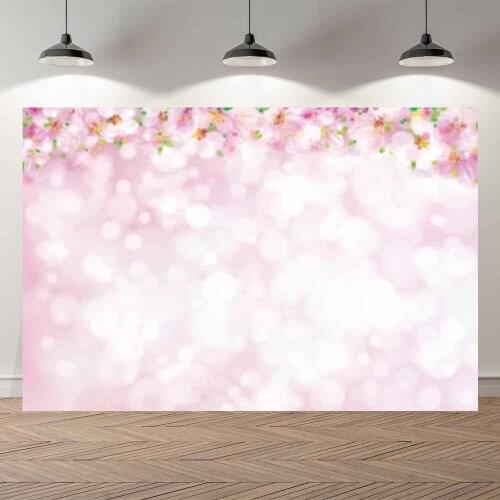 NeoBack Thin Vinyl Gliter Spring Floral Bokeh Baby Shower Kids Birthday Portrait Photography Backdrop Photo Photocall Banner
