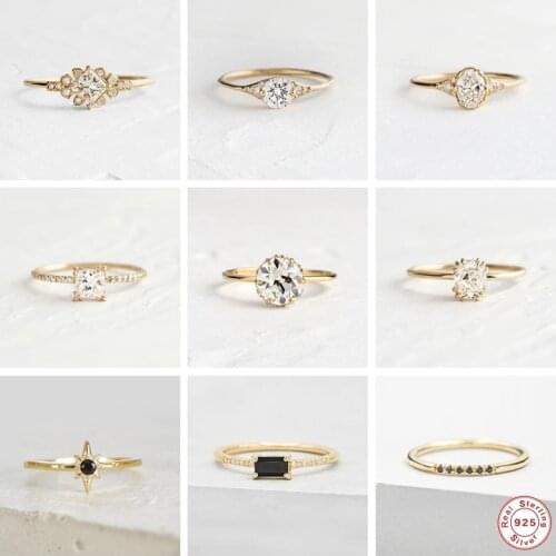 925 Sterling Silver Wedding Ring Minimalist Bling Zircon Engagement Rings For Women Lovers' Couples Anillo Plata 925 Joyeria