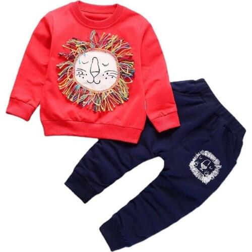 Clothing Autumn Winter Children Cotton Underwear Long-sleeved T-shirt Trousers Baby Printing Clothes Pants Boy Girl Sport Suit