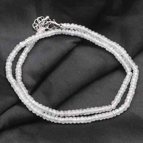 New Fashion Women Choker Necklace Statement Aquamarines Stone Beads Collare Chain Necklaces Abacus 2x4mm Torque Jewelry 18" A816