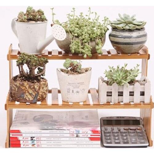 Plant Shelf Flower Display Stand Bamboo Wood Storage Rack Garden Organizer