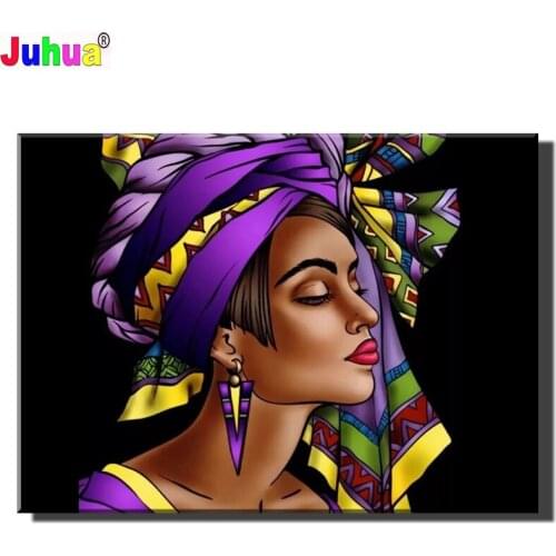 Full Square/Round diy Diamond Painting"Scarf African Woman"5D diamond Embroidery Mosaic New Arrival Portrait Home Decor