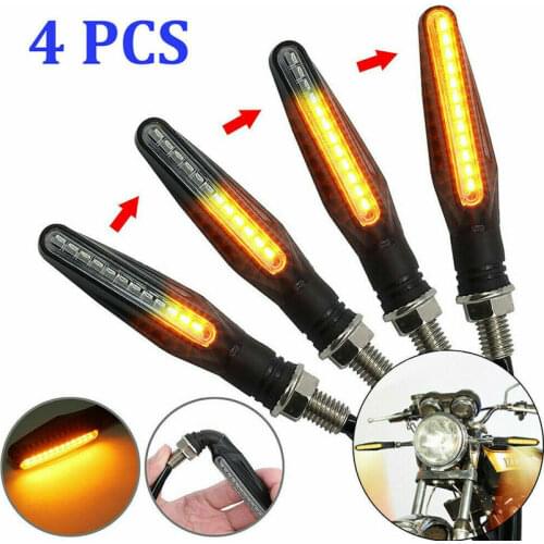 4pcs Motorcycle Turn Sequential Signals 12 LED Blinker Flowing Water Flashing Lights Tail Stop Indicators Turn Signal