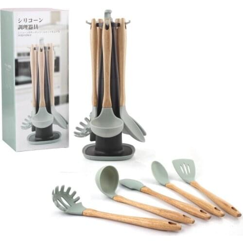 Cooking Tools Set Silicone Spatula Heat-resistant Spoon Scraper Egg Beaters Non-stick Kitchen Cooking Utensils Set + Holder
