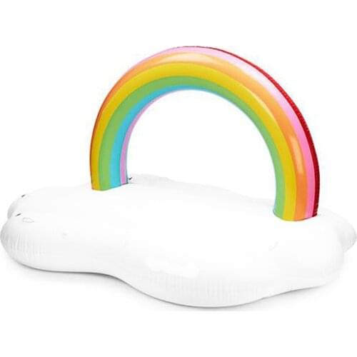 Rainbow Inflatable Pool Floating Island Pool Rest Floating Bed 220*145cm for 1-2 Person