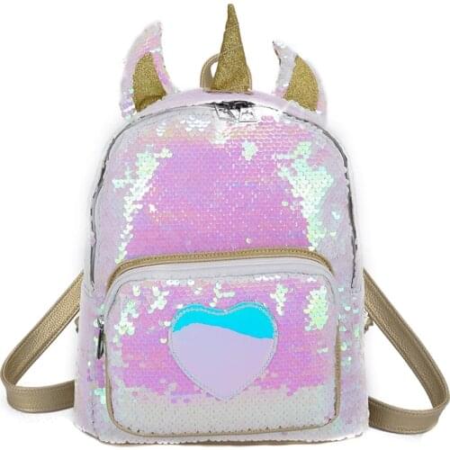 New Glitter Backpack Women Unicorn Sequins PU Leather Backpacks For Teenage Girls School Bag Fashion Female Mochila Bagpack