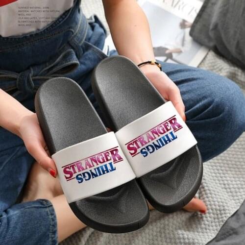 2021 Summer New Slippers STRANGER THINGS Women Pattern Slippers Outdoor Flip Flops Indoor Bedroom Home Shoes ladies