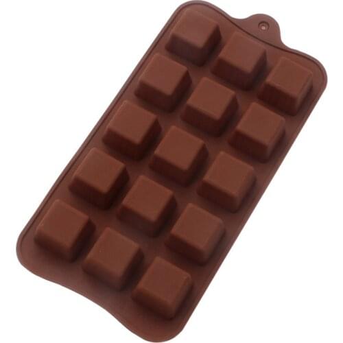 15 Sqaure DIY Baking Dessert Chocolate 3D Silicone Molds Cake Decorating Tools For Fondant Candy Gummy Ice Cube Cake Moulds K610