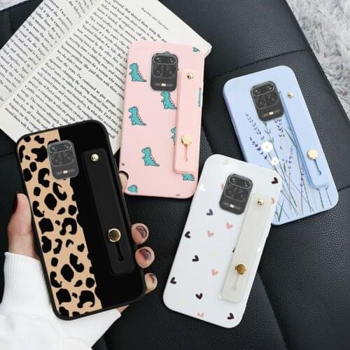 Silicone Case For Xiaomi Redmi Note 9 Pro Max 9s Cover Soft TPU Coque For redmi note 9promax 9s Wrist Strap Holder Fundas Capa