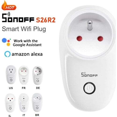 Sonoff S26 WiFi Smart Socket Plug Real Timer Switch Remote Control For eWelink APP Compatible with Alexa Google Home Assistant