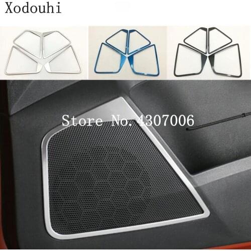 Car Styling Stick Stainless Steel Detector Inside Door Audio Speak Sound Ring Trim 4pcs For Skoda Karoq 2017 2018 2019 2020 2021