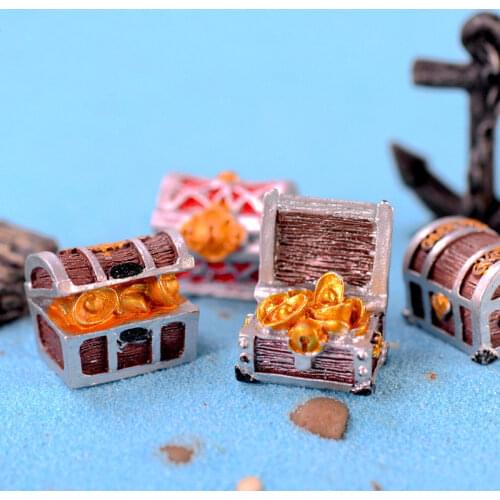 Treasure Chest Box Antique Creative Fish Tank Aquarium Decoration Landscape Pirate Gold Coins Ornaments Resin Crafts