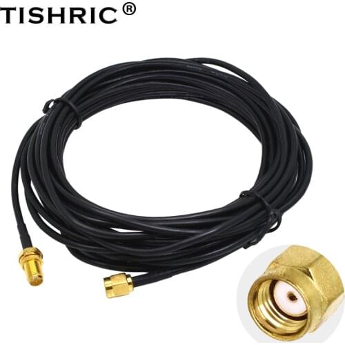 TISHRIC 6M Universal Wifi Antenna Extension Cable Male to Female RG174 RP-SMA Pure Copper Gold Plated Wi-Fi For Router Wlan