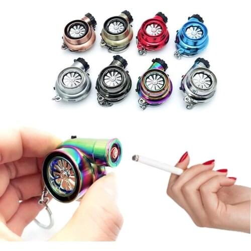 Newest Creative Gift Car Keychain Pendant Car Modified Metal USB Charging Turbine Cigarette Lighter Keychain