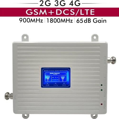 65dB Gain Dual Band Booster LCD Display 2G 3G GSM 900+4G LTE DCS 1800 Band 3 Cellphone Signal Repeater Cellular Signal Amplifier
