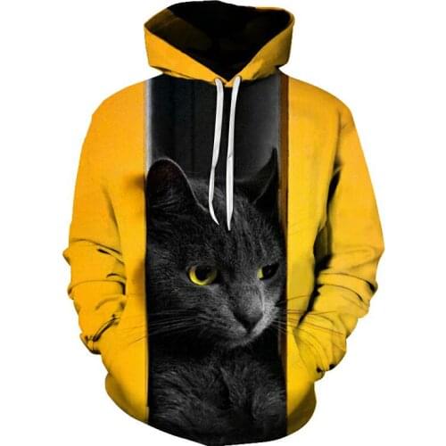Foreign Trade New Cute Cats Personality Cat Art Creation Cat 3D Kawaii Print Hoodies Pullover Thin Parent-child Sweatshirt Coats
