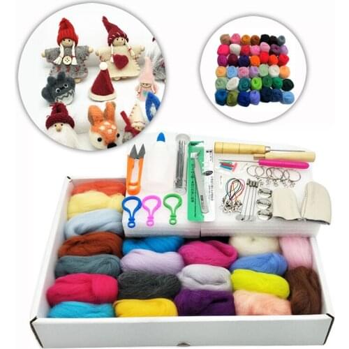 Felt DIY Package Set Box Homemade Handcraft Craft Kit Fiber Wool Fibre Needles Tools included Felting Material How Sewing Fabric