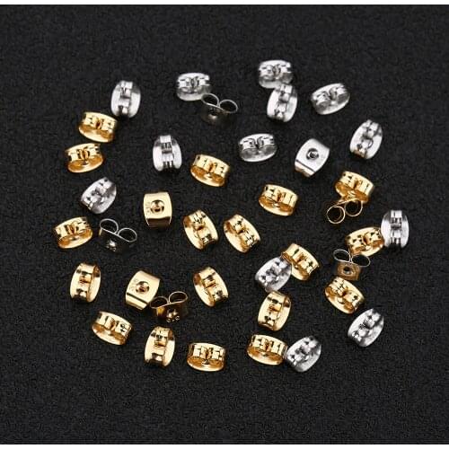 100pcs/lot Stainless Steel Hypoallergenic 4.5x6mm Butterfly Earring Back Stopper with 316 Logo for DIY Jewelry Making Findings