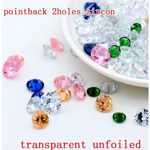 Spark 6mm 8mm 10m AAAAA Grade Cubic Zirconia Stone Multicolor Round Cut Straight 2 Holes Sewing Gem Womans Jewelry Accessories