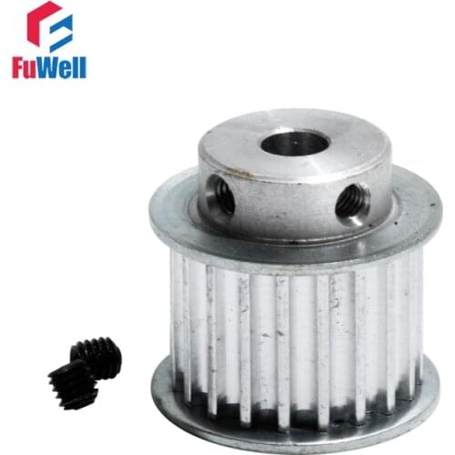 HTD5M 18T Timing Pulley 21mm Belt Width Transmission Pulley 5/6/6.35/7/8/10/12mm Bore Aluminum Alloy 18Teeth Toothed Belt Pulley