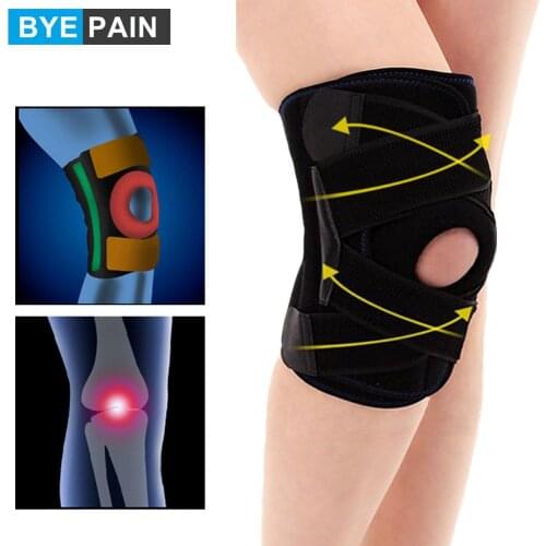 1Pair BYEPAIN Health Care Self-heating Knee Brace Adjustable Sports Knee Brace Support Protector With Round EVA Silicone Gasket