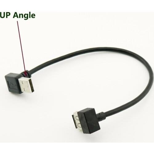 1pcs USB 2.0 Type A Male Plug UP Angle to USB 2.0 Type A Female 90 Degree Angled Data Charge Extension Adapter Cable Cord 25cm
