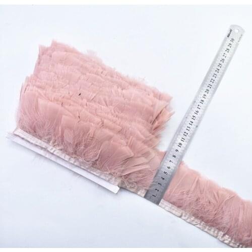 10Meters Leather Pink Turkey Feather Fringe Turkey Feathers Trim Ribbon Pheasant Feathers for Crafts Wedding Feathers Decoration