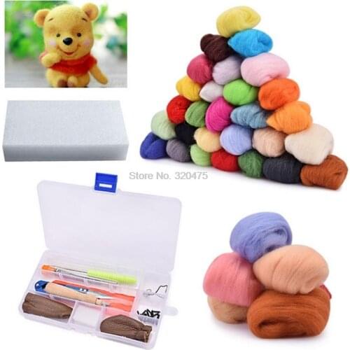 100bag 66S Wool Felt 36 Colors/50 Colors Handmade DIY Needle Felt Wet Felt Colored Wool Poke Tool