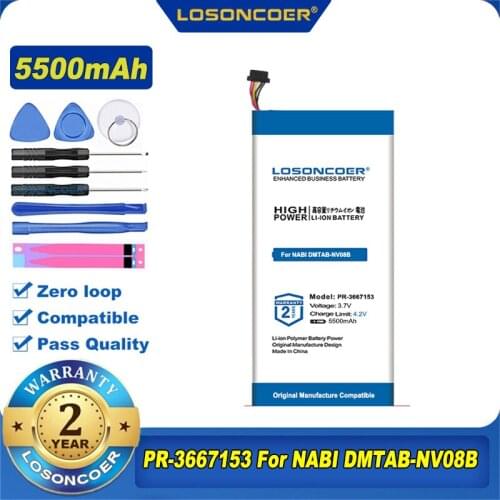 100% Original LOSONCOER 5500mah Battery for NABI DMTAB-NV08B Dreamtab 8" PR-3667153 Tablet Battery