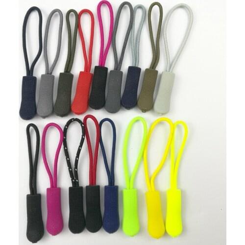 30pcs Mix Color Cord Zipper Pulls Rope Ends Lock Zip Clip Buckle Zipper Rope For Backpack Clothing Accessories