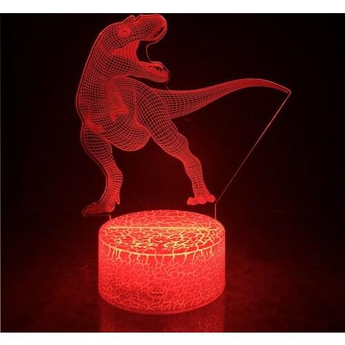 3D Illusion Dinosaur 7 Color LED Remote Control Touch Sleeping Nightlight Animal Light Up Glow In The Dark Toy Boy Birthda
