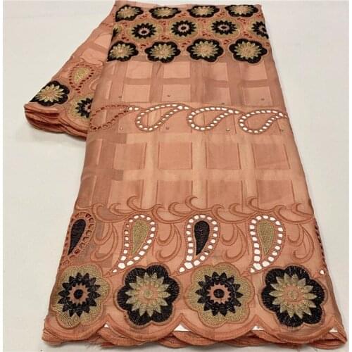 5 Yard Dry Lace Fabric 2021 Latest Heavy Beaded Embroidery African Cotton Swiss Voile Popular Dubai Style For Party Wedding 1L6