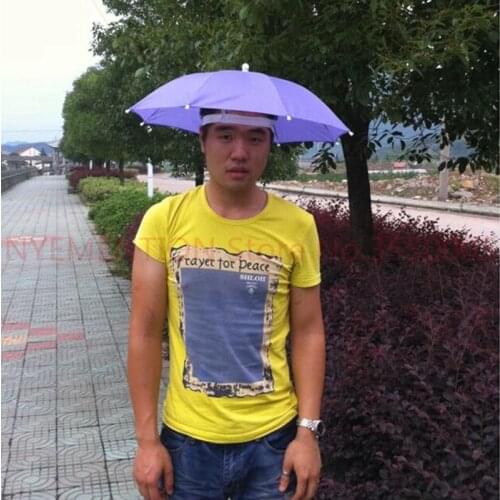 50pcs/lot fedex fast free shipping unisex Summer Fishing Hiking Golf Beach Foldable Headwear Hands Parasol Umbrella Hat