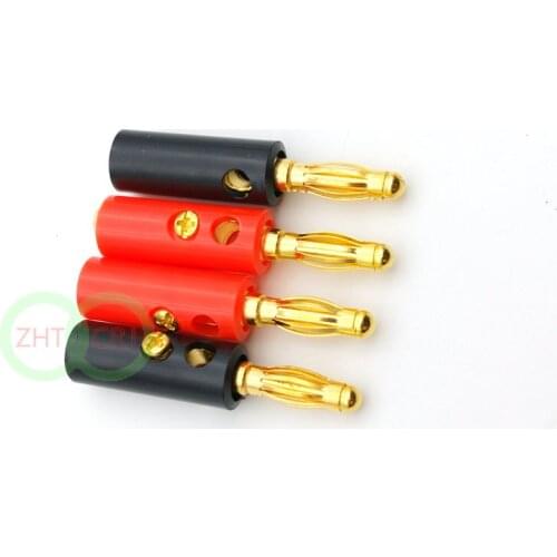 50pcs High quality 4mm Banana Plug Gold Plated Red + Black Lenth 40mm New