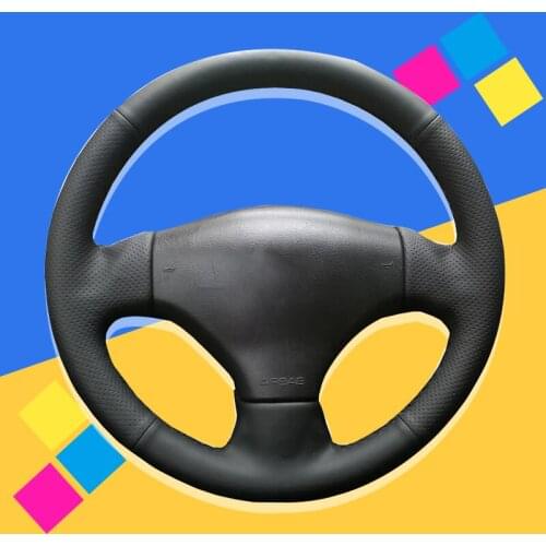 Auto Braid On The Steering Wheel Cover for Peugeot 206 2003-2006 Car Braiding Cover Car-styling Interior Accessories Hand Sewing